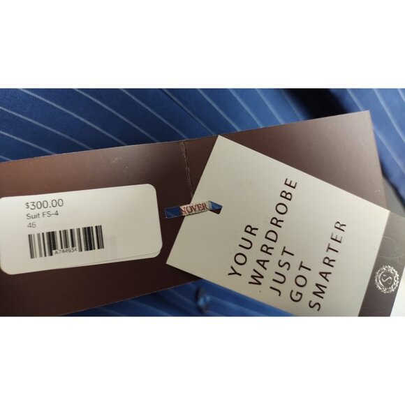 Snover Blue Pinstripe Suit Men's 46 Jacket/46W Pants 2-Pc Sharp Fit - Picture 6 of 16